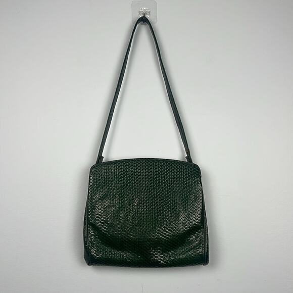 Vintage Green mixed media Town & Country shoes brand animal pattern purse - Picture 11 of 13